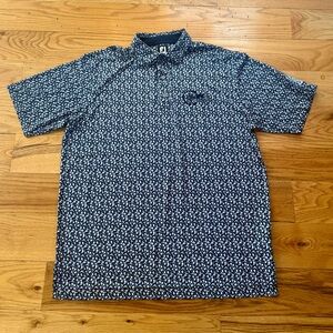 FootJoy Lisle Blue Flower Print Performance Polo Waste Management PHX Open XL